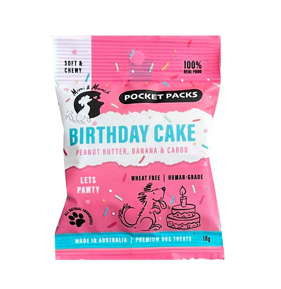 Mimi & Munch Birthday Cake Soft & Chewy Dog Treats - Pocket Packs