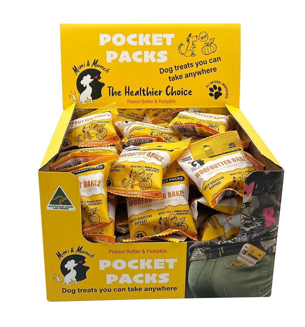 Mimi & Munch Woofbutter Bakes Natural Dog Treats - Pocket Packs