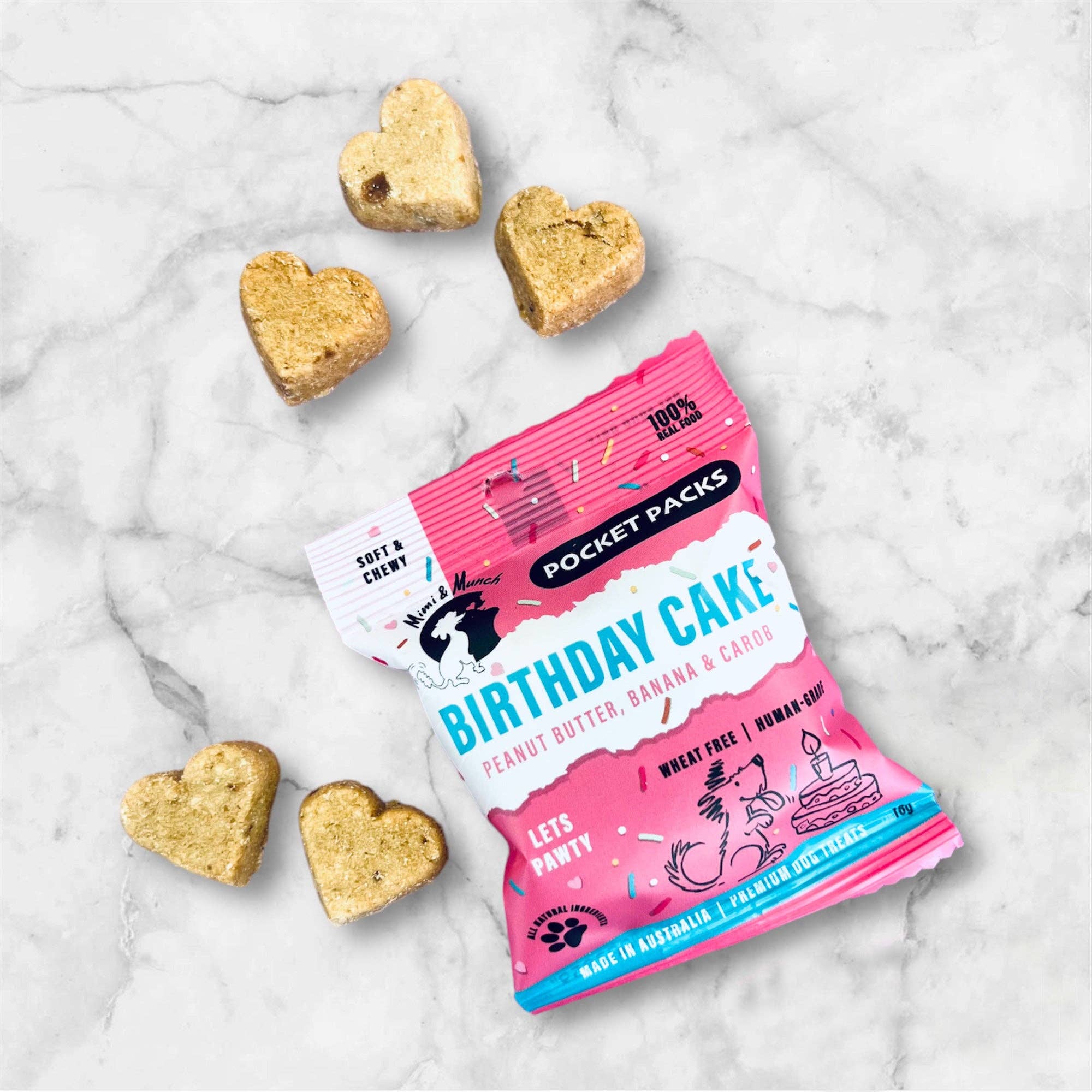Mimi & Munch Birthday Cake Soft & Chewy Dog Treats - Pocket Packs