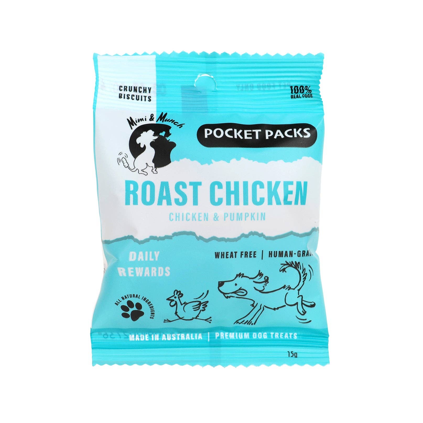 Mimi & Munch Roast Chicken Natural Dog Treats - Pocket Packs