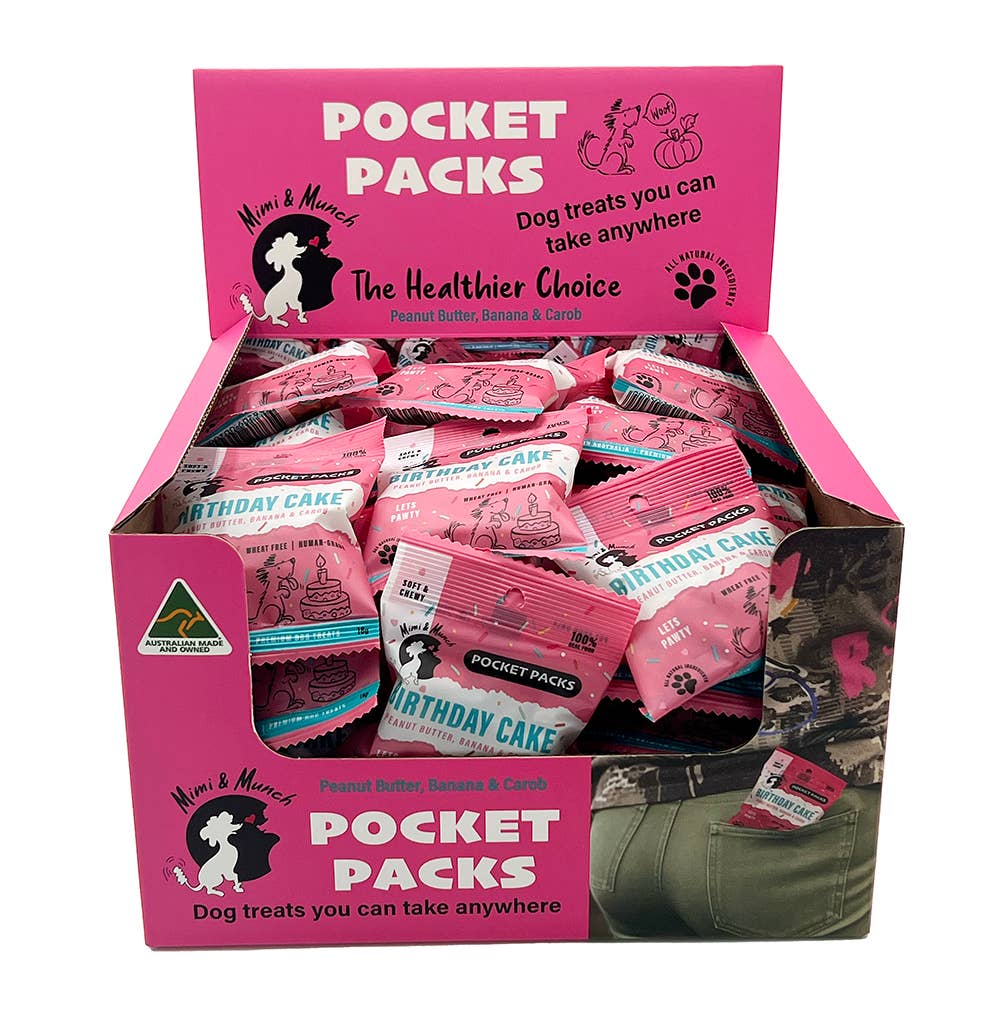 Mimi & Munch Birthday Cake Soft & Chewy Dog Treats - Pocket Packs