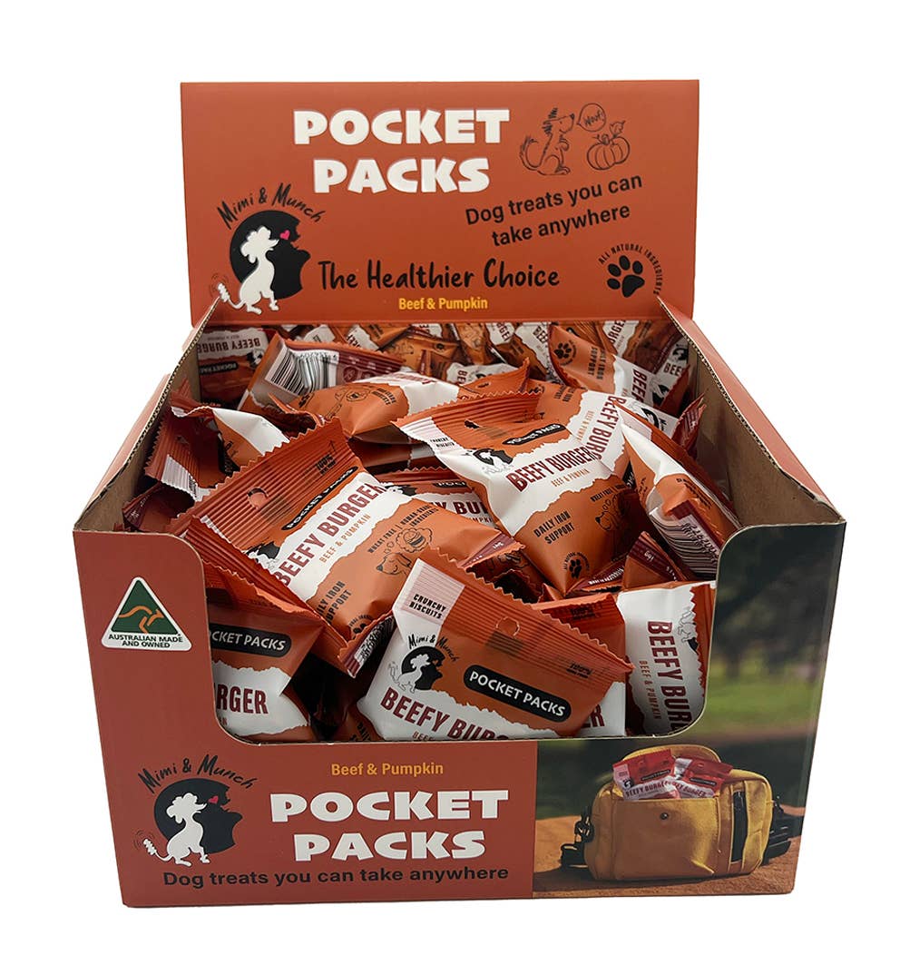 Mimi & Munch Beefy Burger Natural Dog Treats - Pocket Packs